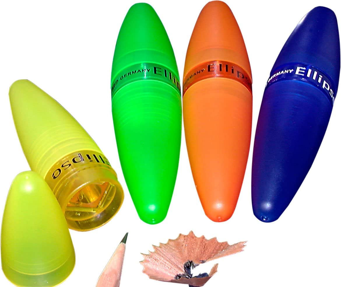 Точилка з контейнером Elipse, пластикова у вигляді еліпса, змінна точилка, асорті KUM - фото 1