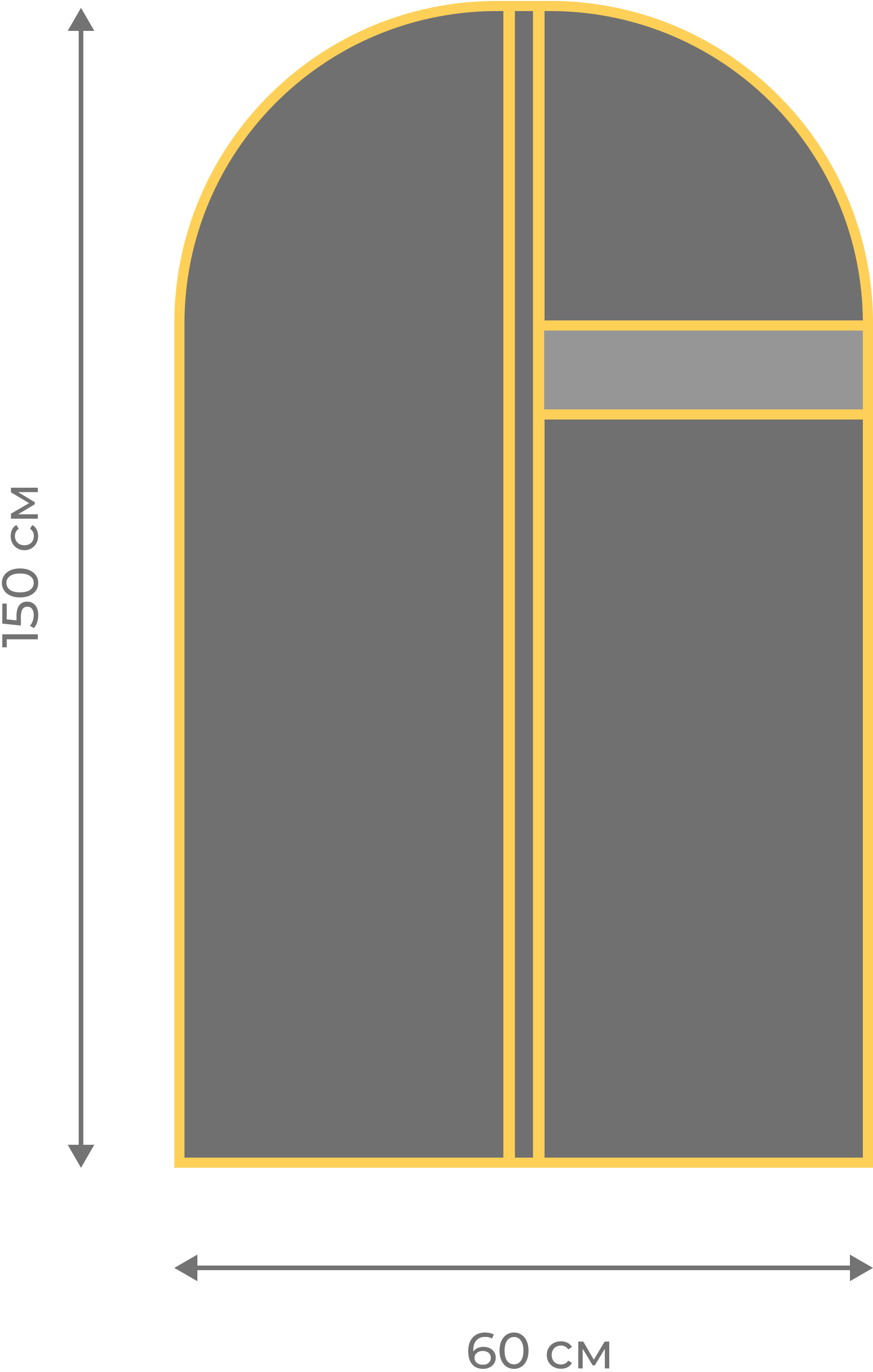 Чехол для одежды, 150*60см. с прозрачным окошком, серый Мой Дом - фото 2