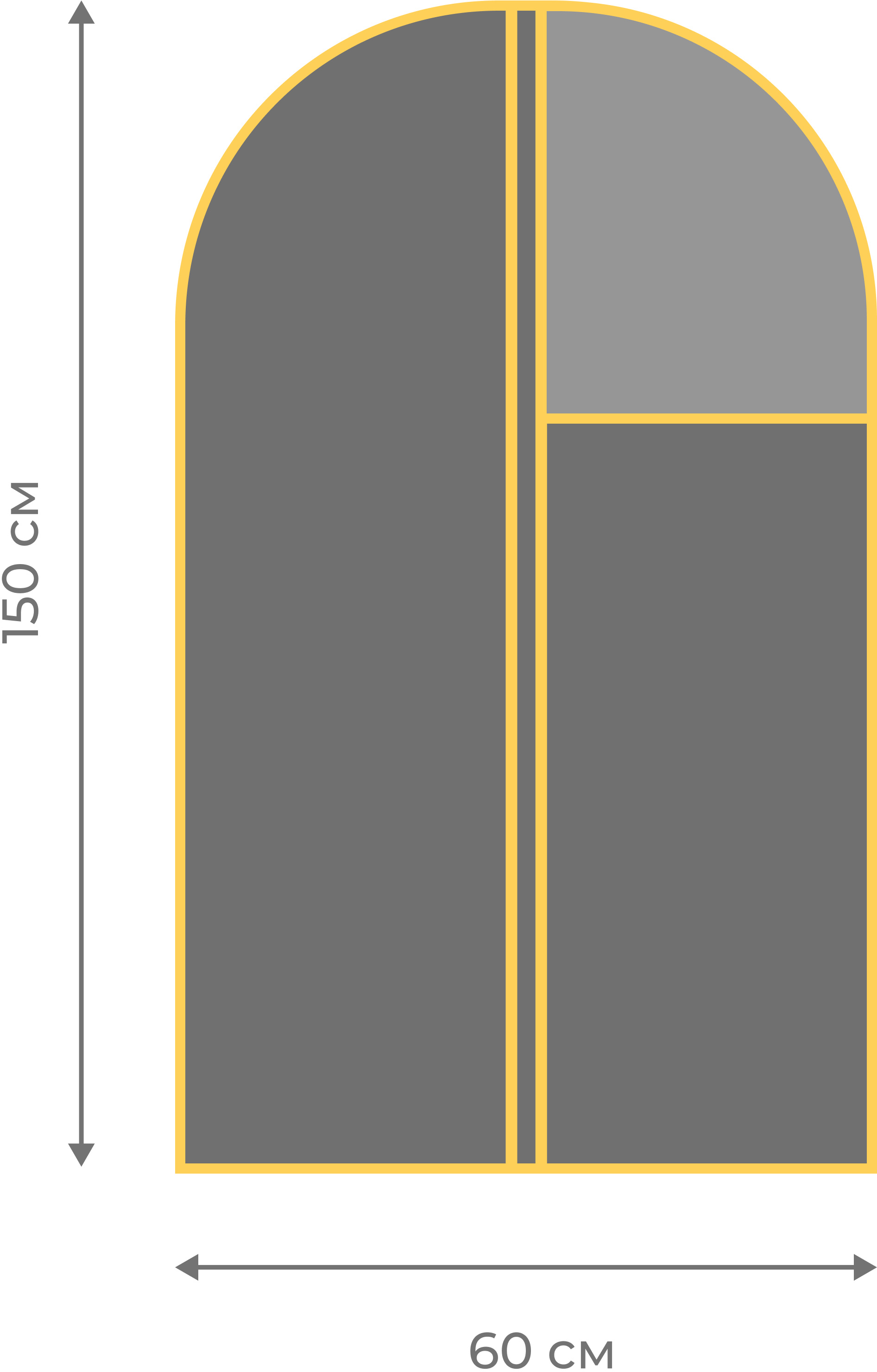 Чехол для одежды, 150*60см., с большим окошком, серый Мой Дом - фото 2