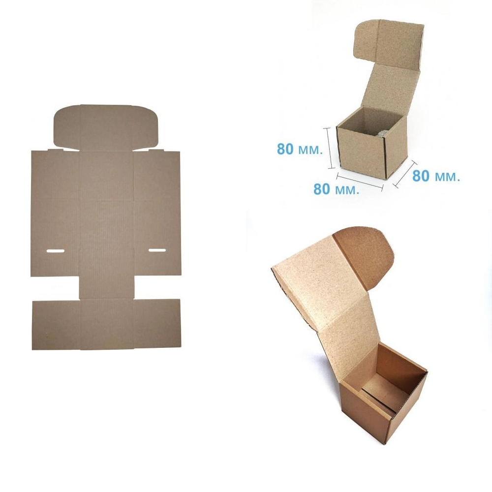 Коробка картонная самосборная 80х80х80мм., бурая Украина - фото 2