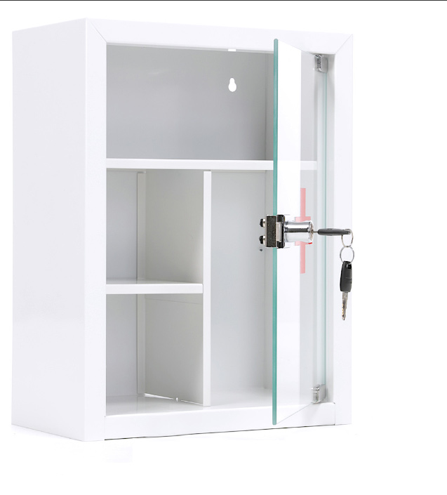 Аптечка медицинская 1 дверь, 2 полки (390*300*160), металл/стекло, замок, бел. Практик - фото 3