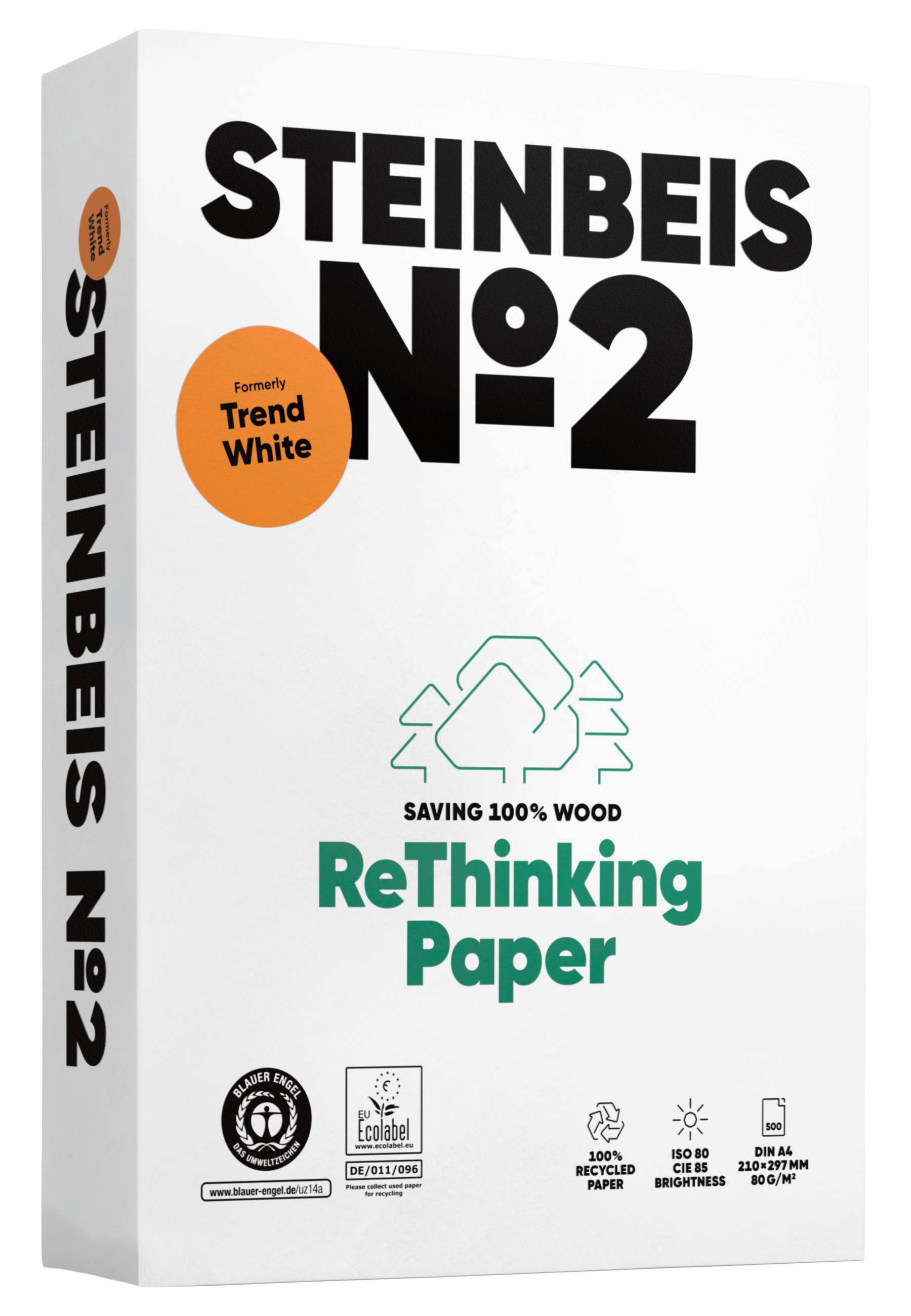 Папір А4 80г/м2 500арк.№2 Classic White ISO 80/СІЕ 85 на 100% з вторинної сировини, сіруватий відт. STEINBEIS - фото 3