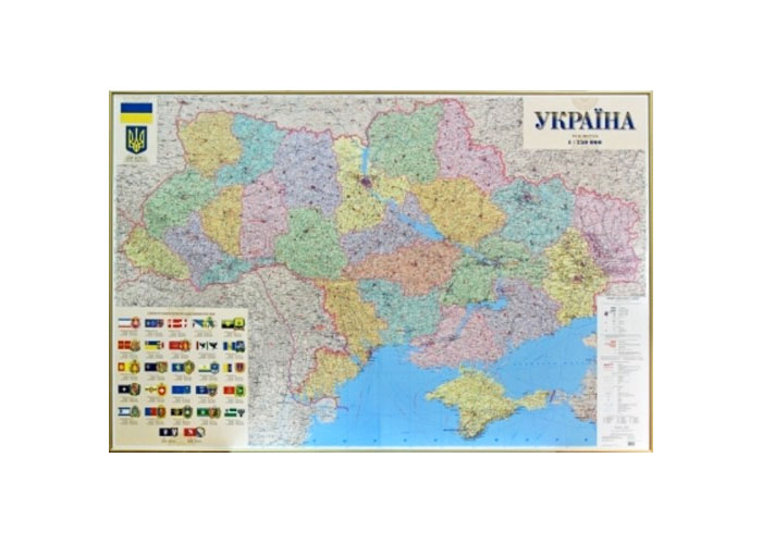 Карта Украины политико-административная 193*133см., масштаб 1:750 000, на твёрдой основе, в багете Украина - фото 2