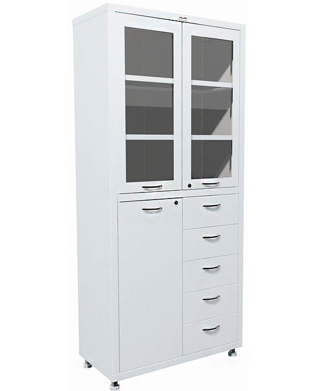 Шкаф медицинский HILFE MD 3 двери+ 5 ящиков, 3 полки (1750/1850*800*400) метал., замок, бел. Hilfe - фото 3
