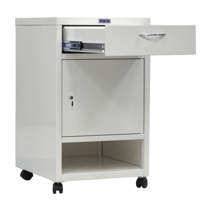 Тумба медицинская, подкатная МД ТП, 1 ящик (710/652,5*420*490), металл, бел. Hilfe - фото 3