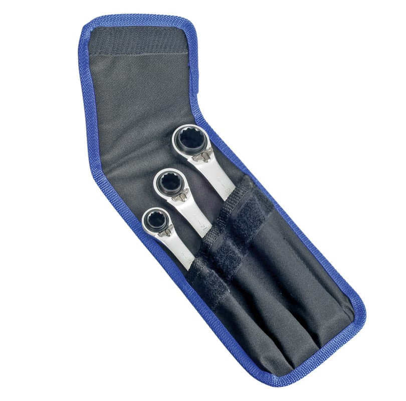 Набор гаечных накидных ключей, трещоточных с реверсом, в чехле, 8-19мм, 4 единицы HEYTEC - фото 3