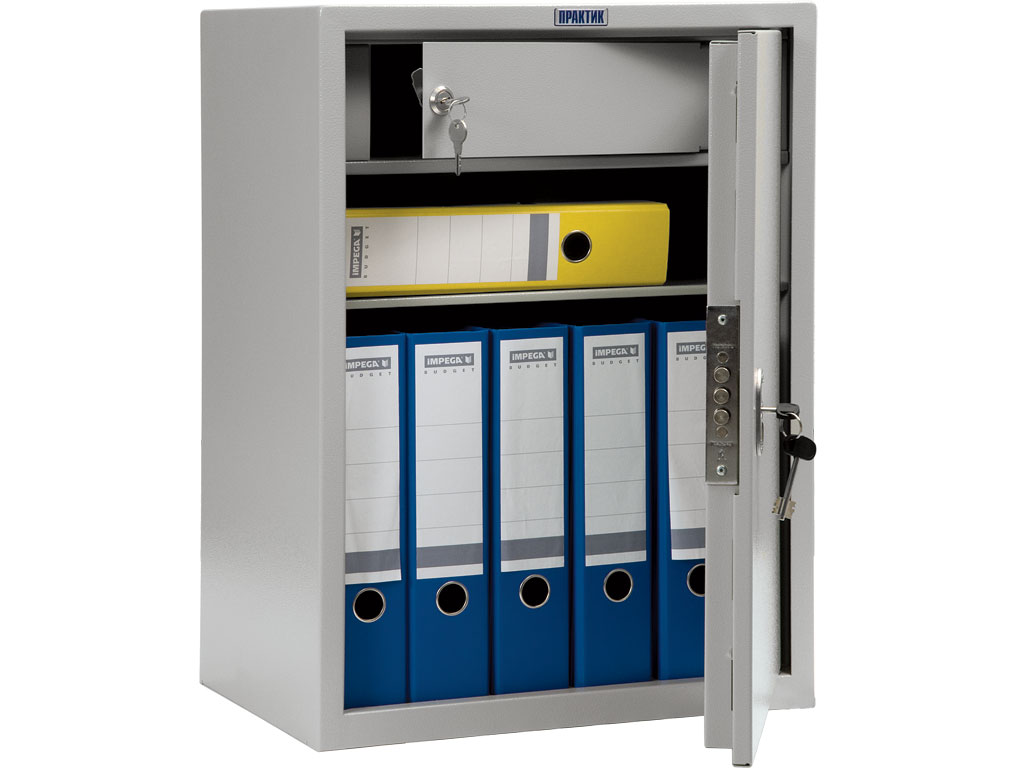 Шафа бухгалтерська на 1 полицю+відділення з замком, (630*460*340) металева з замком Практик - фото 1