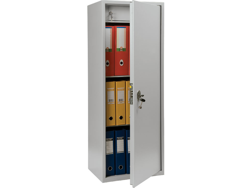 Шкаф бухгалтерский 2 полки+отделение с замком, (1252*460*340мм.) метал., замок Практик - фото 1