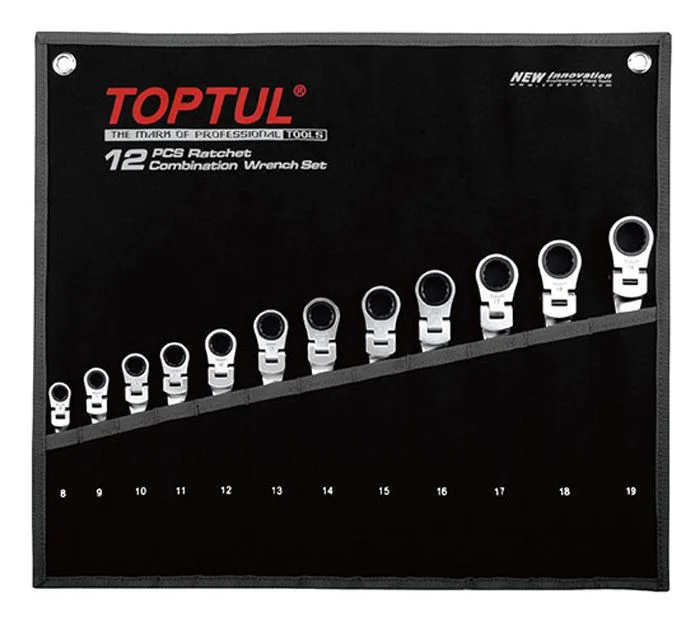 Набір ключів з храповим механізмом, 12шт. (8-19 мм) TOPTUL - фото 2