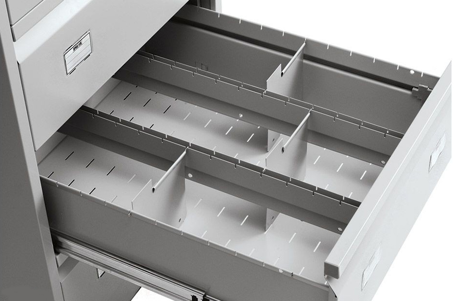 Шкаф картотечный, для подвесных файлов 6 ящиков, (1327*553*631мм.) метал., замок, серый Практик - фото 3