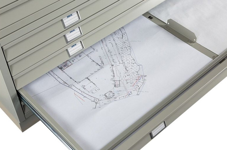 Шкаф картотечный, для подвесных файлов, 5 ящиков, (1359*927*465мм.) Низ, метал., замок, серый Практик - фото 4