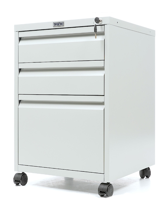 Тумба мобільна 3 ящика (700*470*490) металева, сірий Практик - фото 4