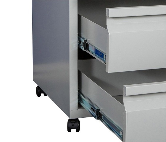 Тумба мобильная 3 ящика (660*480*490мм.) метал., замок, серый Практик - фото 4