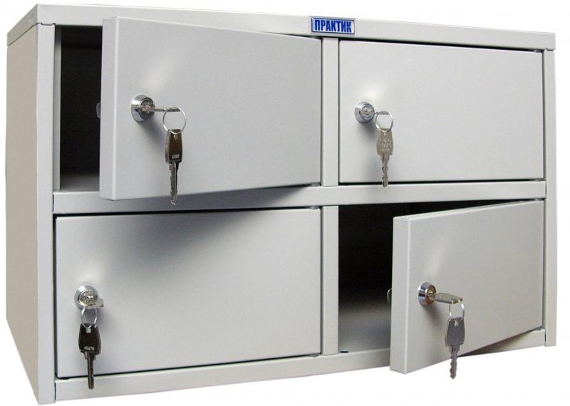 Шкаф кассира 4 отделения с замками (370*601*332мм.) метал., серый Практик - фото 2