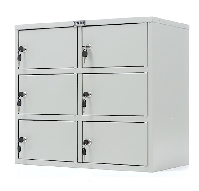 Шкаф кассира 6 отделений с замками (546*601*332мм.) метал., серый Практик - фото 3