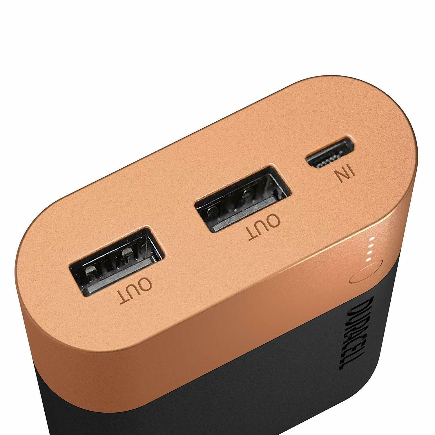 Аккумулятор-зарядка Power bank, емкость 10050мАч, выход 2,4А - 2 USB, вход - microUSB Duracell - фото 2