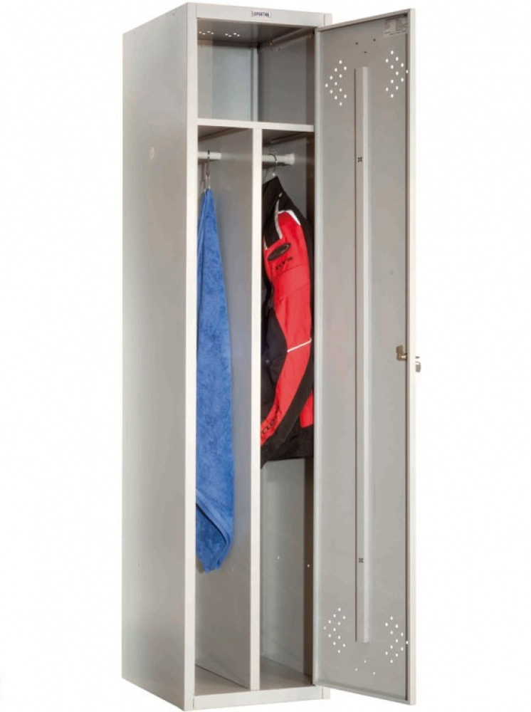Шкаф для раздевалок, два отделения (1830*418*500мм) метал., замок, серый Практик - фото 5