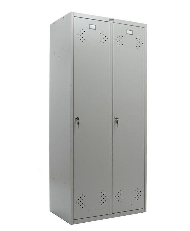 Шкаф для раздевалок, две двери, две секции (1830*813*500мм) метал., замок, серый Практик - фото 6