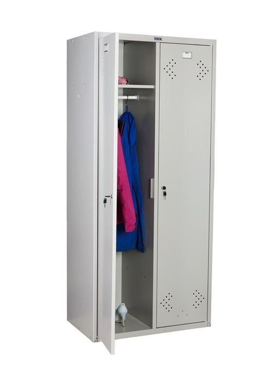 Шкаф для раздевалок, две двери, две секции (1830*813*500мм) метал., замок, серый Практик - фото 7