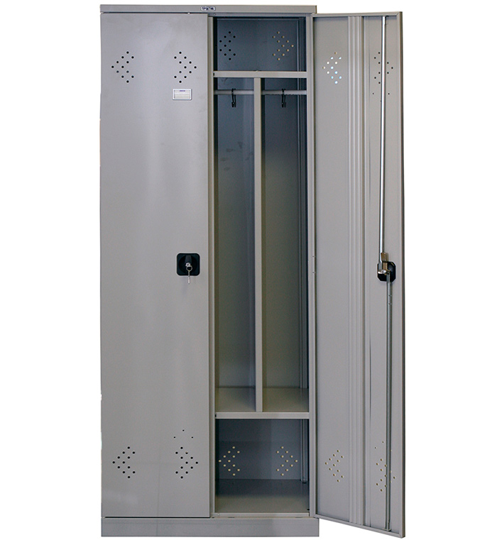 Шкаф для раздевалок, две двери, две секции (1830*813*500мм) метал., замок, серый Практик - фото 4