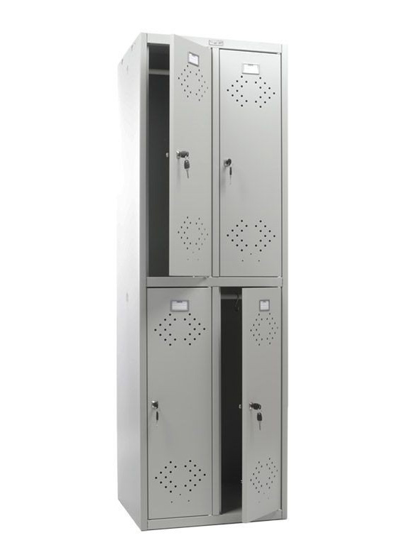 Шкаф для раздевалок, 4 двери, 4 секции (1830*575*500мм) метал., замок, серый Практик - фото 6