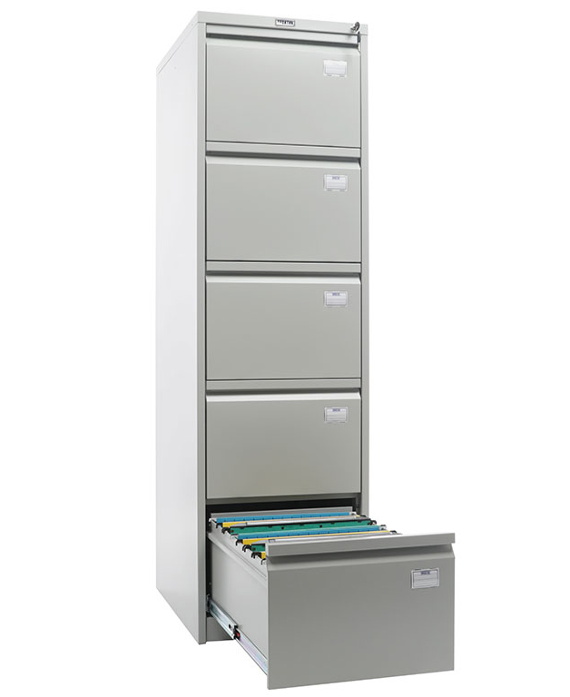 Шафа картотечна для підвісних файлів на 5ящ., 1634*467*630мм., металева з замком, сірий Практик - фото 2