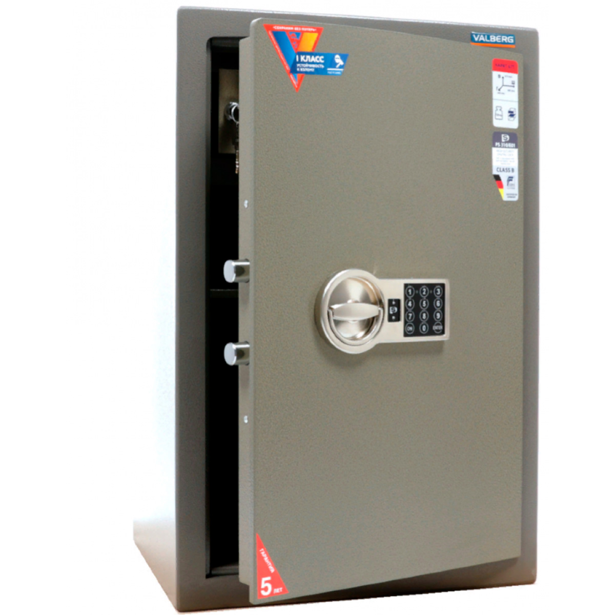 Сейф взломостойкий (670*444*380мм.) элек/код.  замок, 1 полка, кас/ячейка, 1 класс, ASК-67T EL, кори Valberg - фото 6