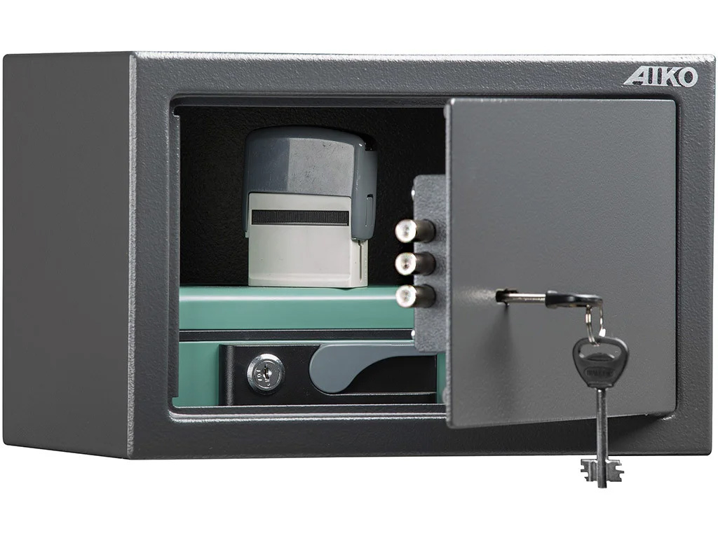 Сейф мебельный (230*310*250мм.) ключевой замок, 1 дверь, T-230 KL, графит AIKO - фото 3