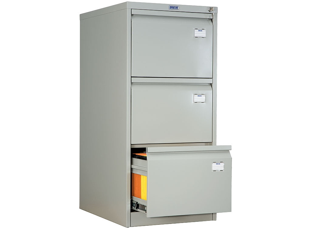 Шкаф картотечный, для подвесных файлов 3 ящика, (1020*466*631мм.) метал., замок сер. AIKO - фото 1