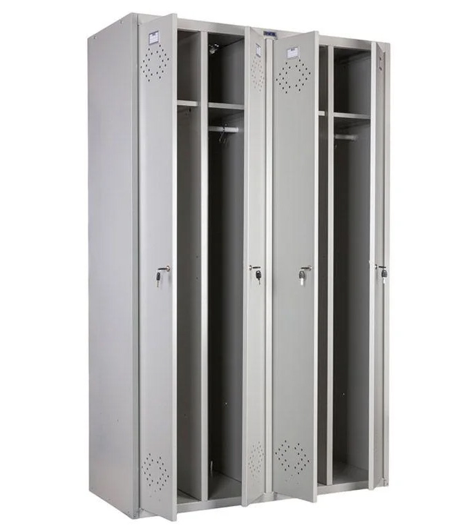 Шкаф для раздевалок, 4 двери, 4 секции (1830*1130*500мм) метал., замок, серый Практик - фото 6
