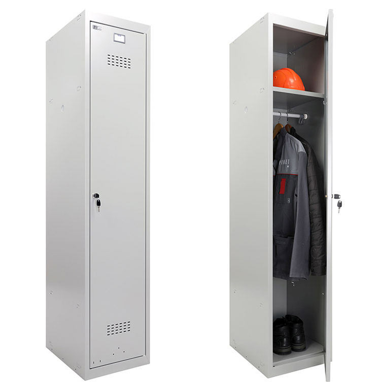 Шкаф для раздевалок, 1 дверь, Усиленный (1830*400*500мм) метал., замок База, серый Практик - фото 4