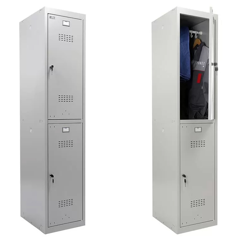 Шкаф для раздевалок, 2 двери, Усиленный (1830*400*500мм) метал., замок База, серый Практик - фото 3