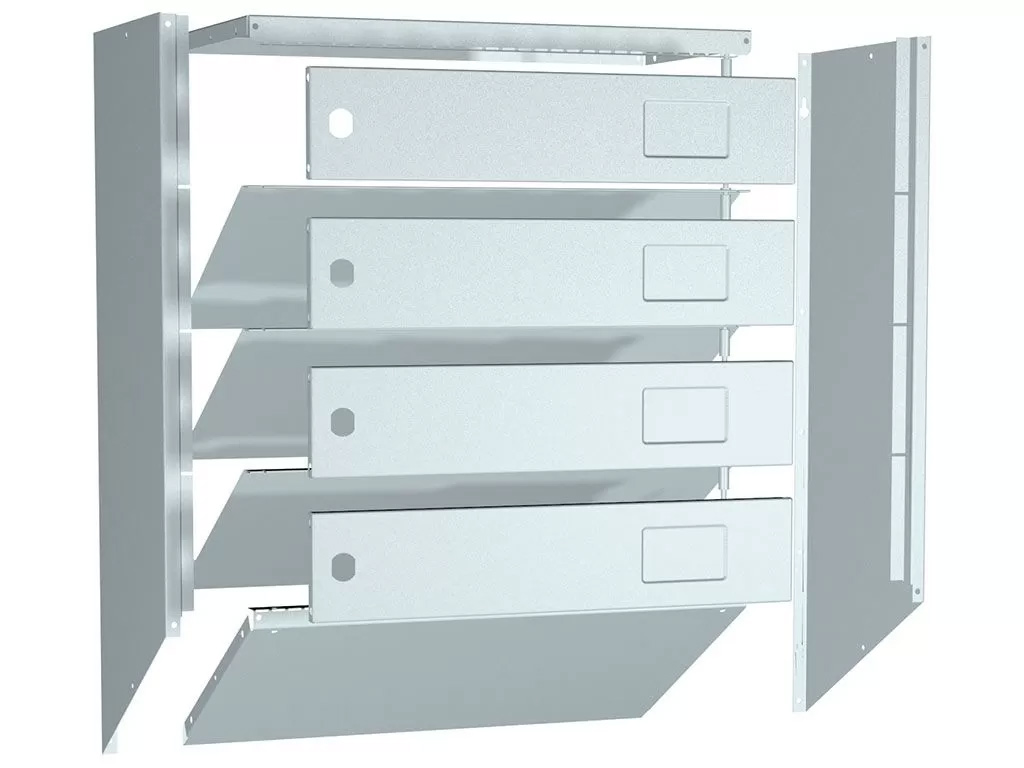 Настінна поштова скринька (433/545x390x203), 4 комірки, метал., сірий Практик - фото 2