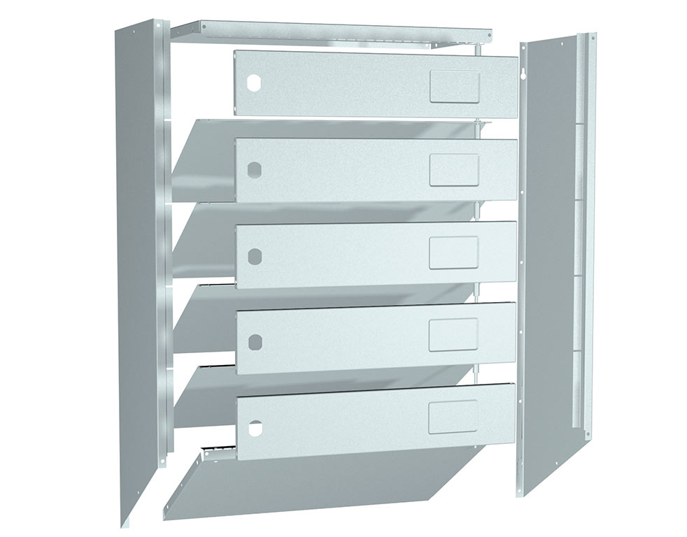Настінна поштова скринька (533/645x390x203), 5 комірок, метал., сірий Практик - фото 2