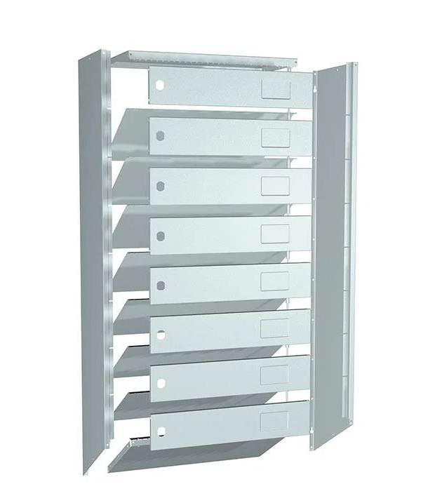 Настінна поштова скринька (833/945x390x203), 8 комірок, метал., сірий Практик - фото 2