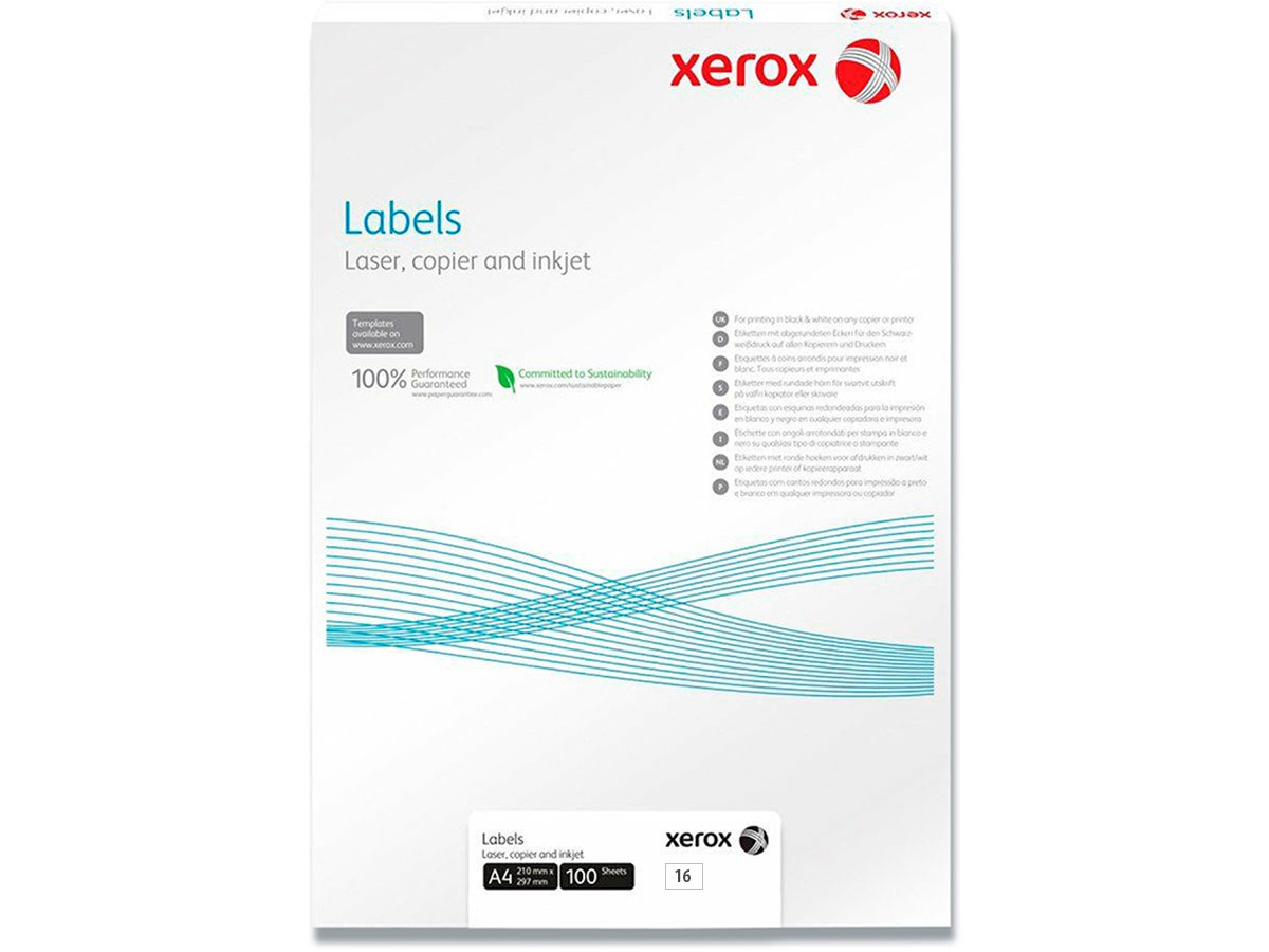 Наклейки Labels (16) 105X37,12мм., 100л./уп., прямоугольные края (003R97407) XEROX - фото 2