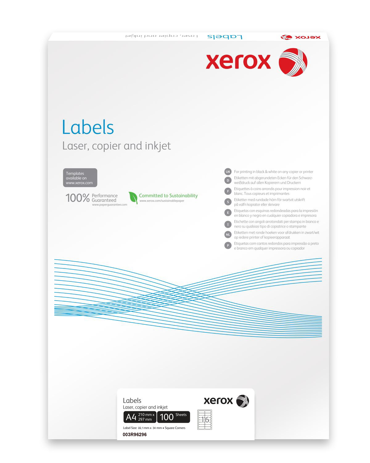 Наклейки Labels (16) 99.1X34мм., 100арк/уп., заокруглені краї (003R96296) XEROX - фото 2