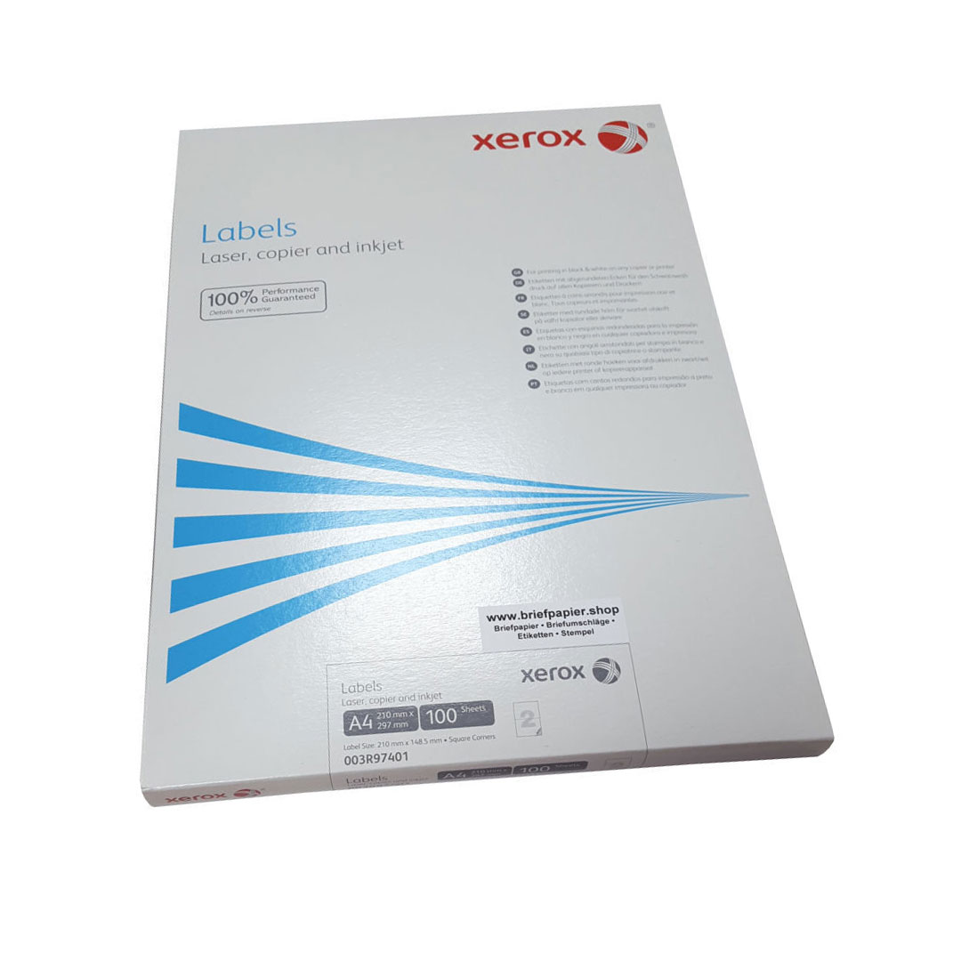 Наклейки Labels (2) 210X148,5мм., 100арк/уп.,  прямокутні краї (003R97401) XEROX - фото 1