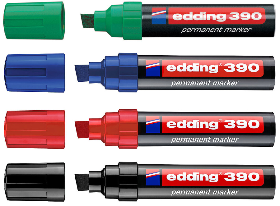 Маркер перманентный, клиновидное острие 4-12мм., Гигант 390, красн. Edding - фото 2