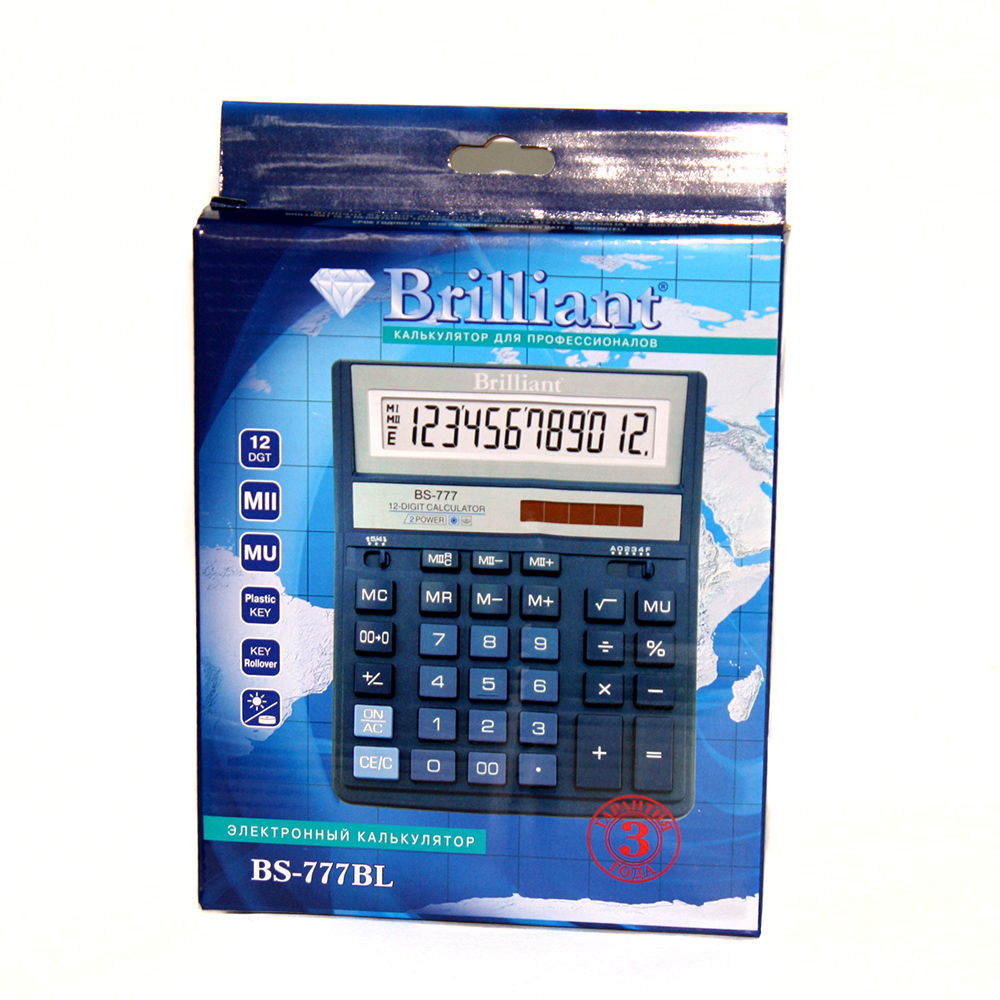 Калькулятор бухгалтерський BS-777BL, 12розр., (158х203,2х31мм.), син. Brilliant - фото 4