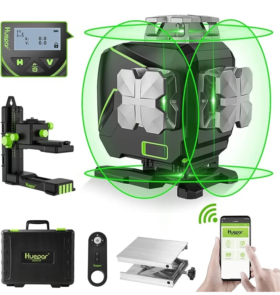 Лазерный уровень 4D Huepar S04CG, 4 плоскости, базовая комплектация Huepar - фото 1