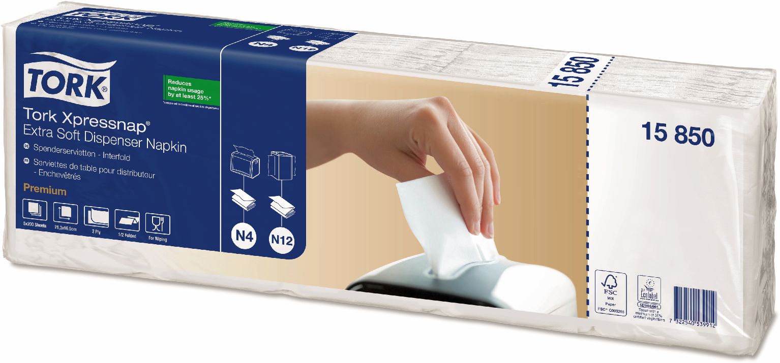 Серветки для диспенсерів Xpressnap® №4 ультрам'які, 21,6*16,5 см, 2-х шар., 1000 шт/уп., біл. Tork - фото 2