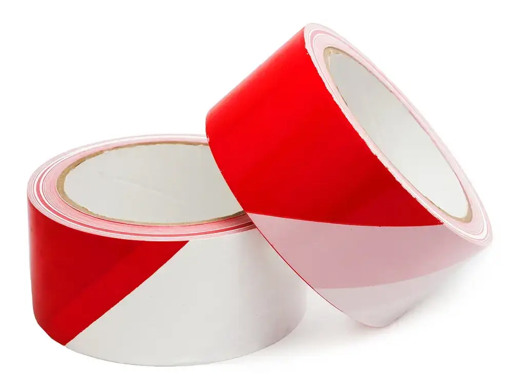 Лента сигнальная самоклеющаяся 48мм.*33м., красно-белая Украина - фото 1