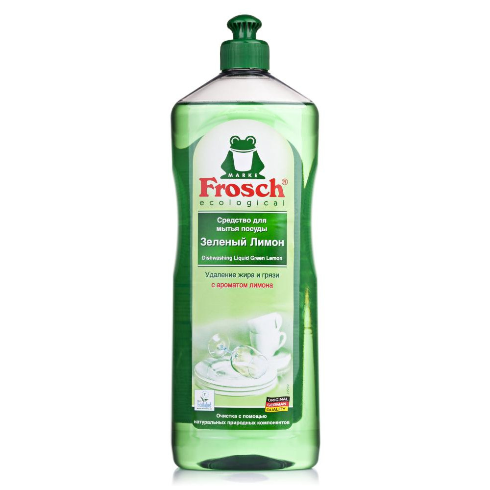 Жидкое моющее средство для посуды 1000мл. Зелёный лимон Frosch - фото 1