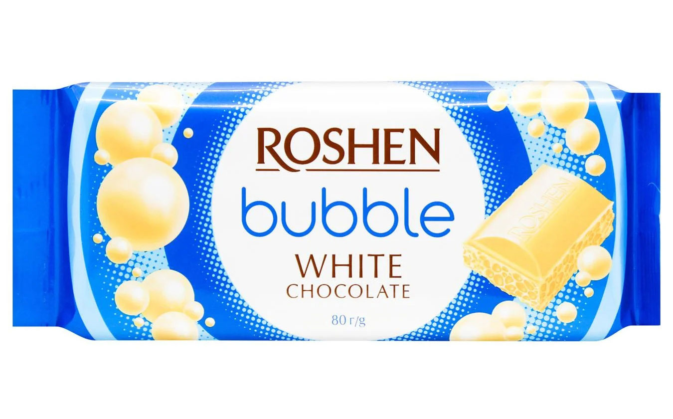Купить Шоколад пористый белый Bubble White, 80г Roshen в магазине HappyPen.