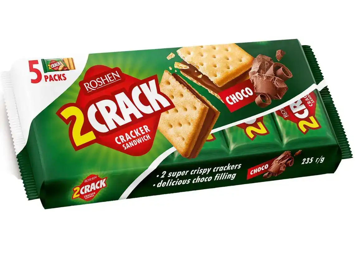 Крекер 2 CRACK с шоколадной начинкой, 235г. Roshen - фото 2