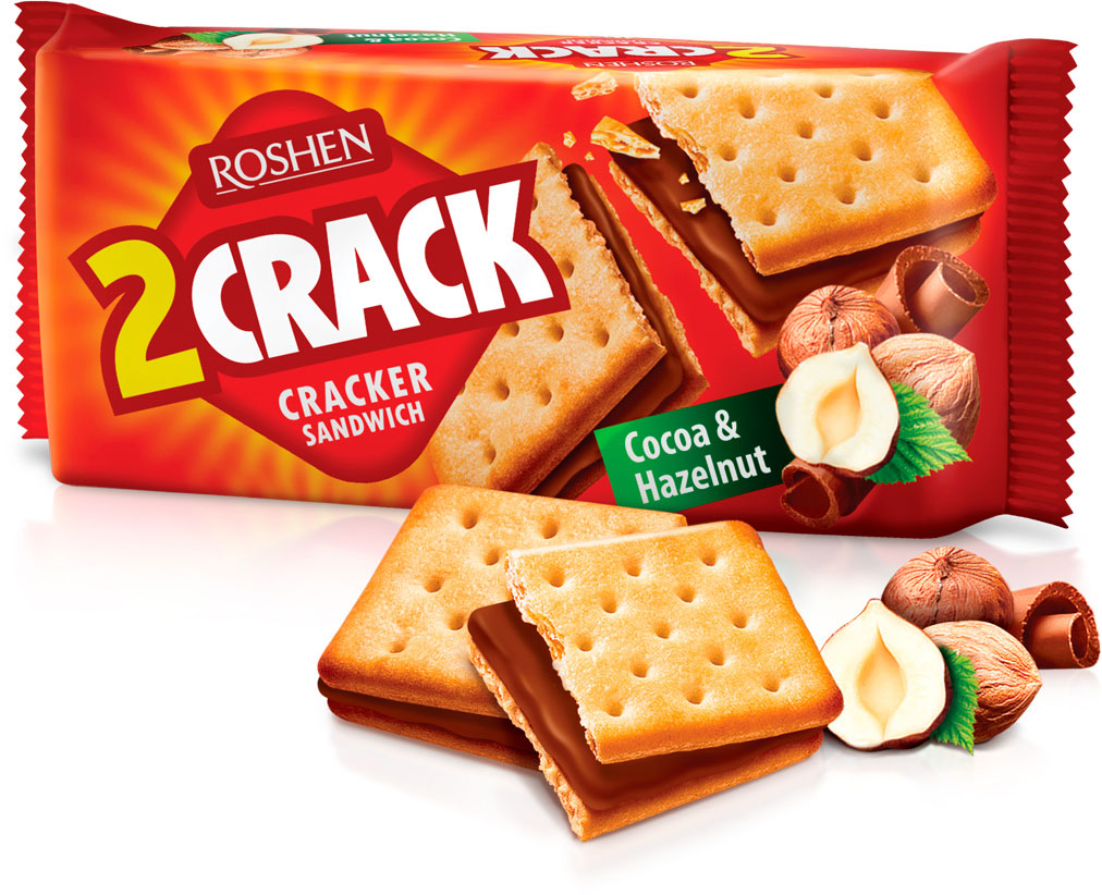 Крекер 2 CRACK с начинкой какао-орех, 235г. Roshen - фото 1