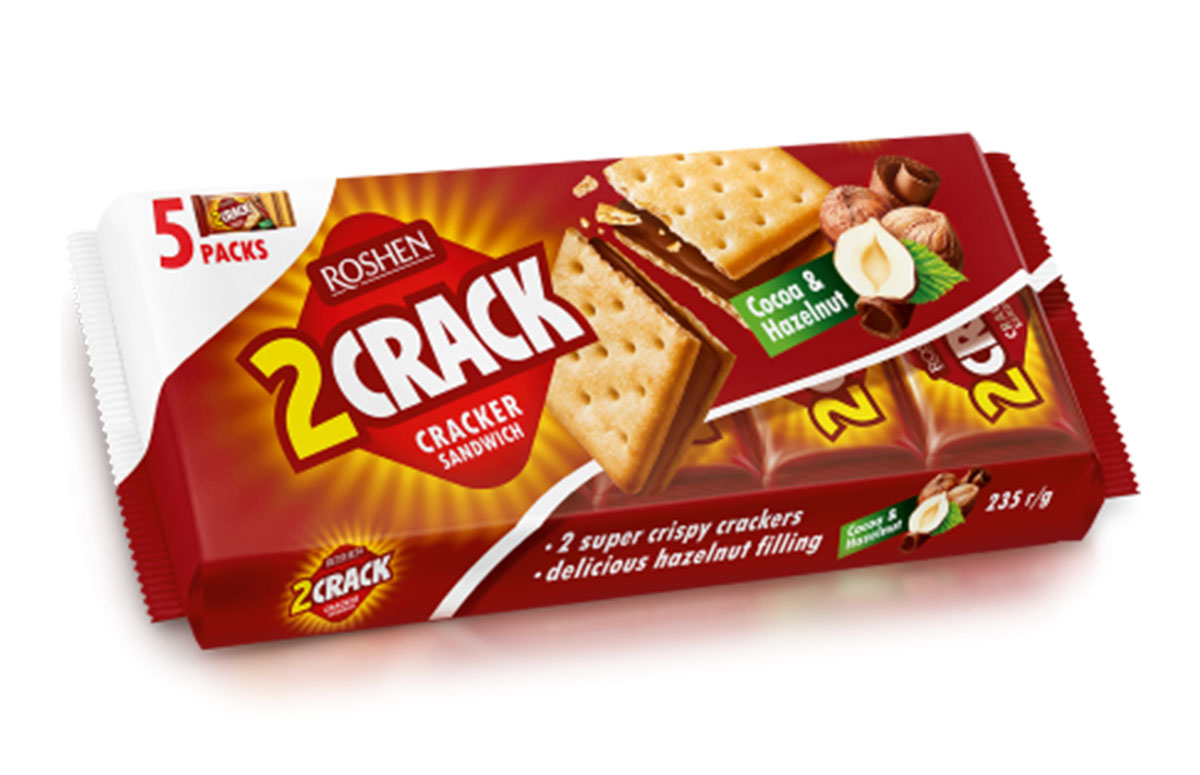 Крекер 2 CRACK с начинкой какао-орех, 235г. Roshen - фото 2