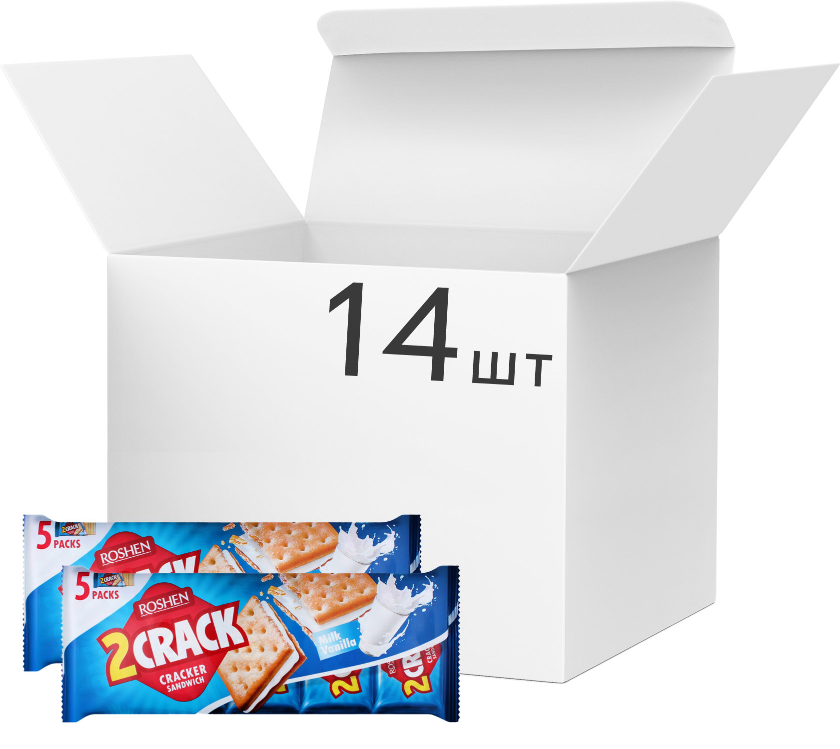 Крекер 2 CRACK з молочно-ванільною начинкою,235г. Roshen - фото 2