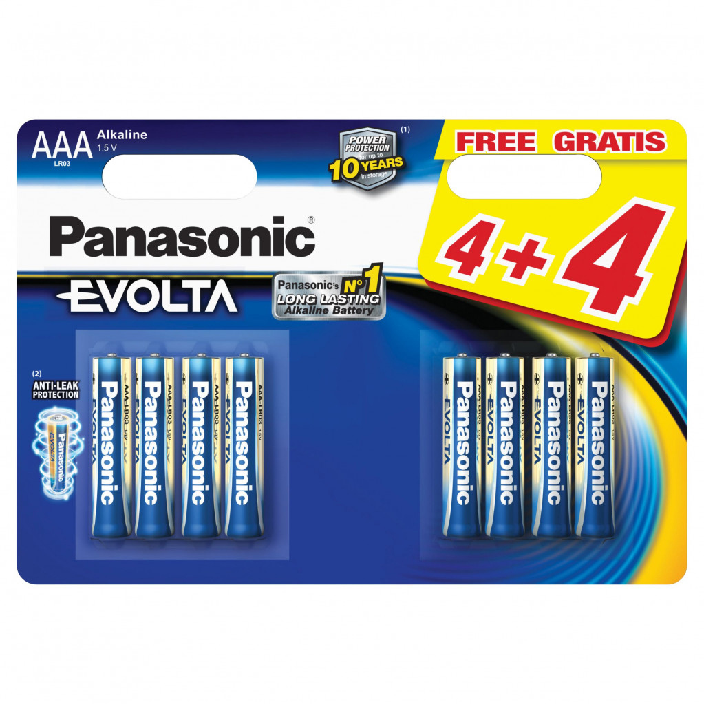 Батарейка LR03 (AАA) EVOLTA, 8шт./уп. Panasonic - фото 1